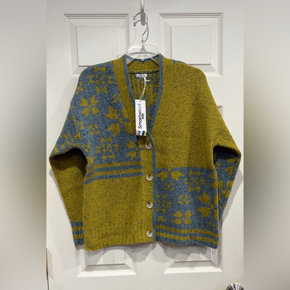 SmartWool Women's Medium Cozy Lodge Fair Isle Cardigan Sweater Merino Wool NWT